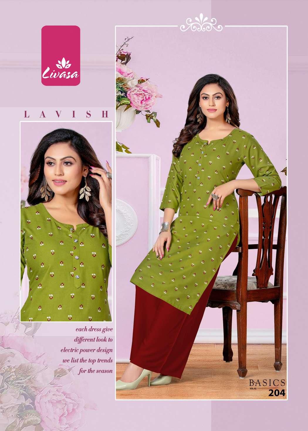 Livasa Basics 2 Rayon Printed Regular  Wear Designer Kurti Collection